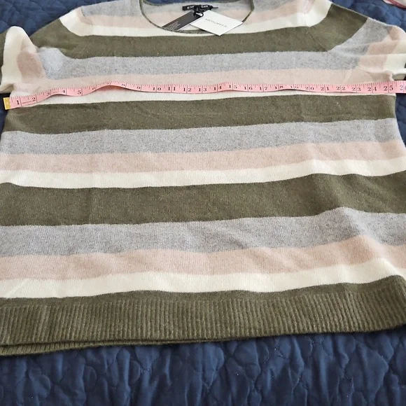 41 Hawthorn,NWT, Rella Cashmere Striped Multicolor Crewneck Sweater 3X